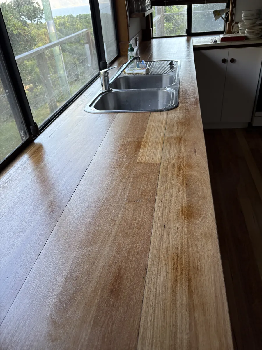 Timber kitchen benchtop with sink